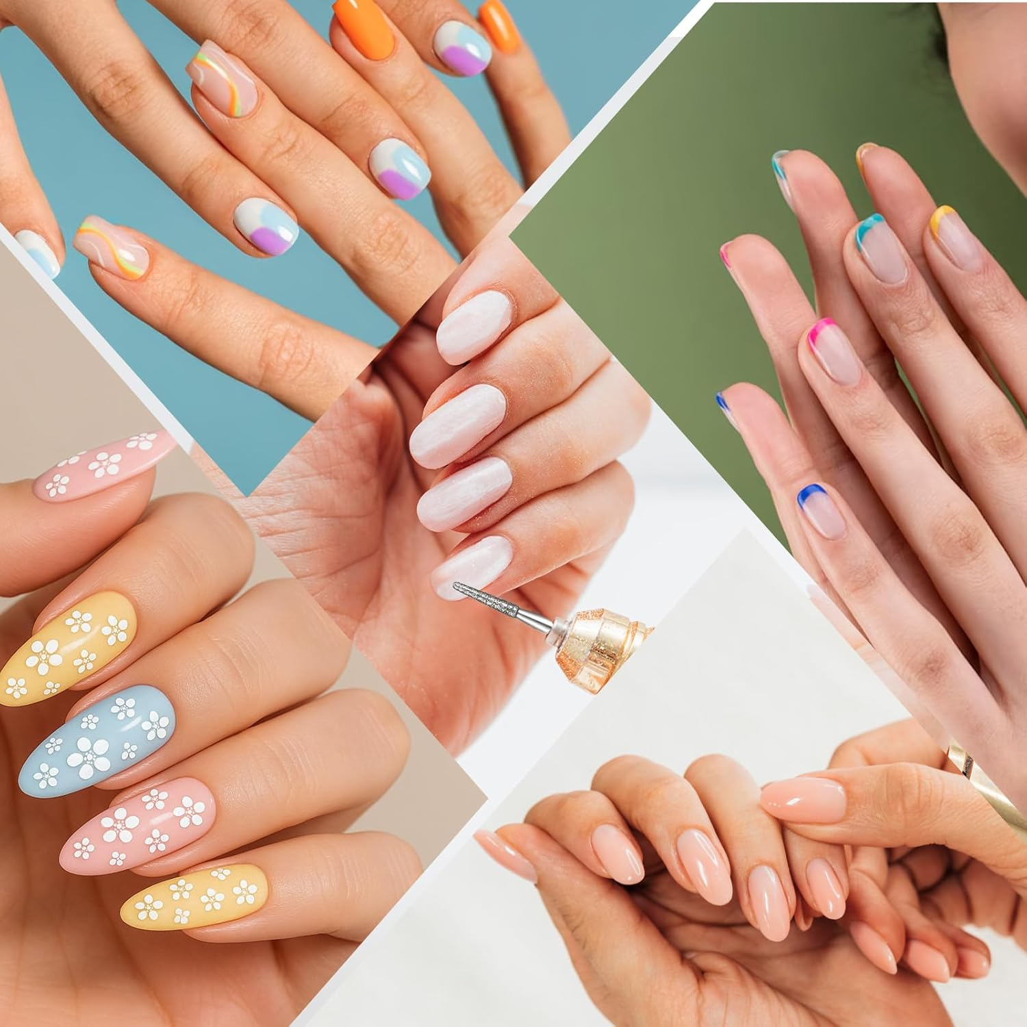 Pack of 6 Cuticle Drills, Reusable Nail Cutter Bits with Case, Diamond Flames Cuticle Cutter, Professional Cuticle Cleaning Tool Medium Grit for Nail Care Foot Care image number 2