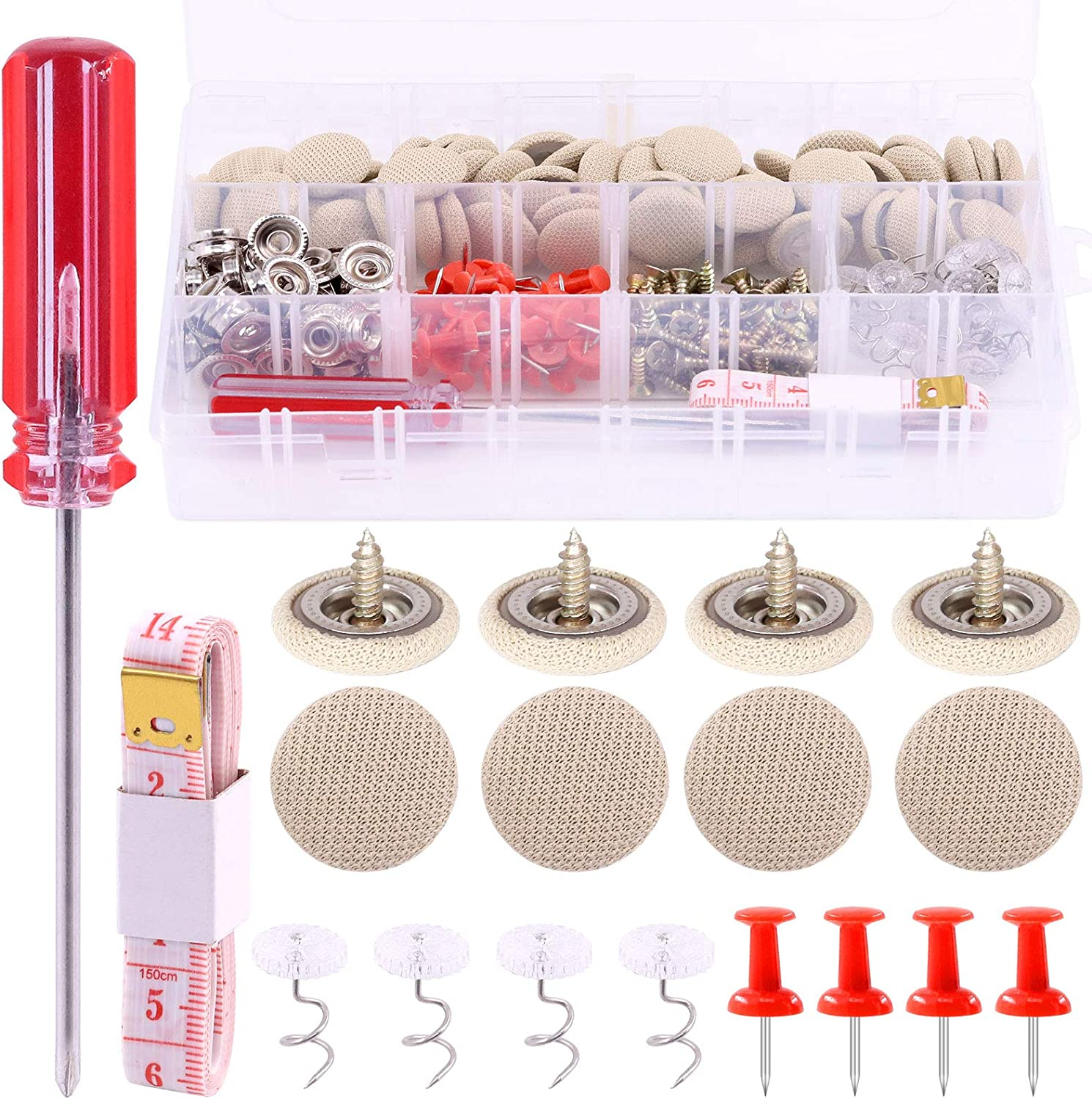 152Pcs Car Headliner Repair Kit with Headliner Repair Button Auto Roof Repair Snap Rivets and Installation Tool for Fixing Car Interior Ceiling Sagging Headliner for All Cars (Beige)