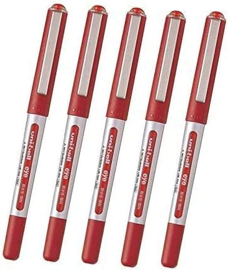 Uni-Ball Eye - Micro UB-150 Rollerball Pen - 0.5Mm - Red Ink - Value Set of 5