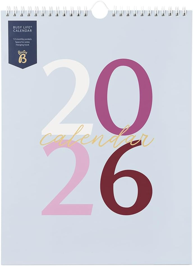 Busy B 2026 Busy Life Wall Calendar - Jan to Dec - Blue Graphic 2026 Calendar - with Month to View, 12 Monthly Storage Pockets, Space for Notes, to Do'S & Hanging Hook image number 3