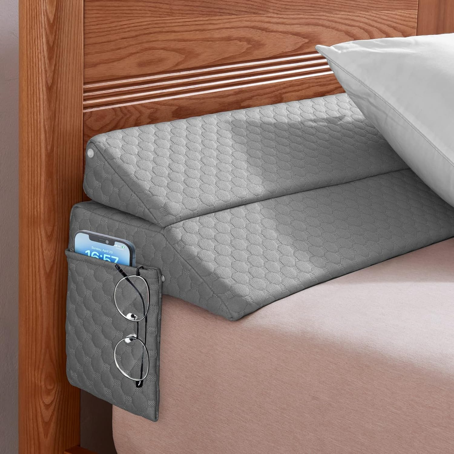 EUHAMS King Size Bed Wedge Pillow - Bed Gap Filler Mattress Wedge Headboard Pillow Close the Gap 0-7" between Your Headboard and Mattress or Wall for Sleeping Backrest Pillow (76"X10"X6" Gray)
