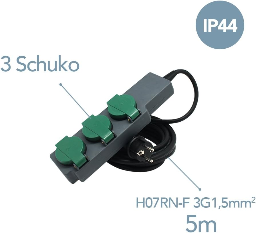 Electraline 300175 Outdoor Waterproof IP54 Protective Box with 3-Way Socket Strip, Black, Large image number 4