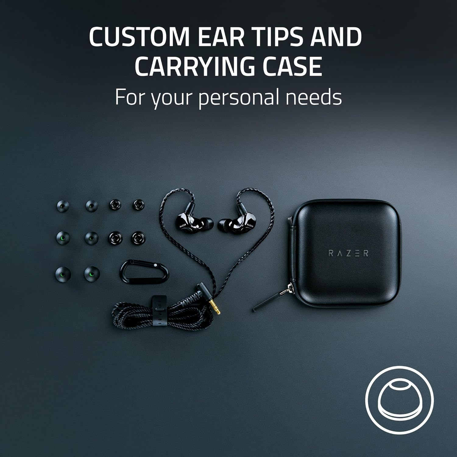 Razer Moray In-Ear Monitor for All-Day Streaming: Clear, Full-Range Audio - Comfortable Fit - Low Profile Design - Sound Isolating Earbuds - Detachable Over-Ear Wire - Custom Ear Tips & Case - Black image number 6