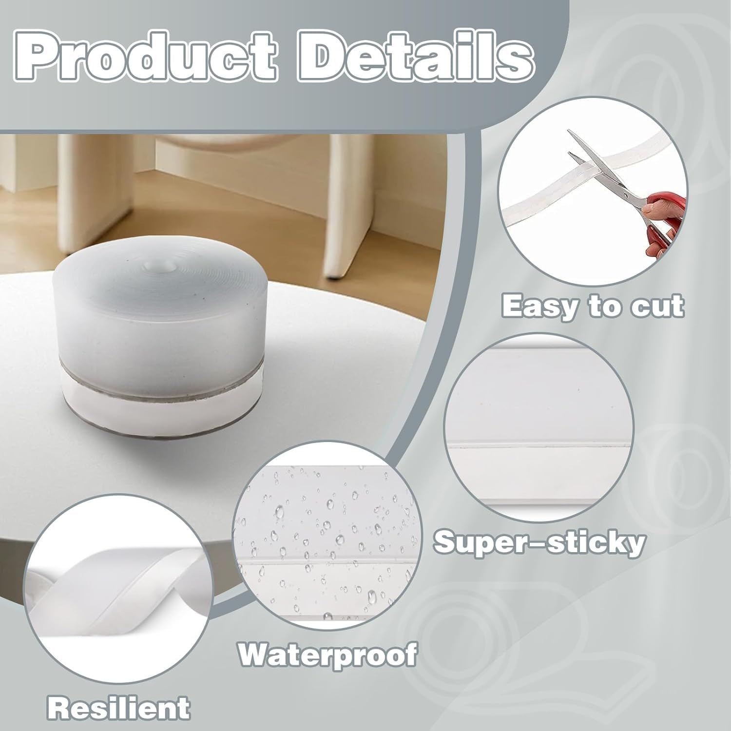 Silicone Door Seal Strip, 1Pc Silicone Weather Stripping Door Seal Strip Door Bottom Seal Strip Sealing Strip image number 1