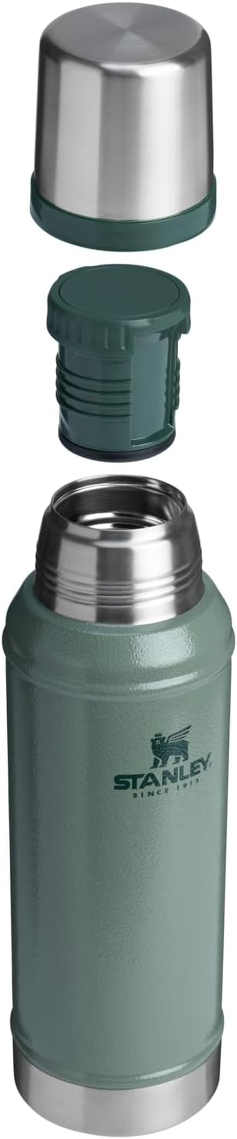 Stanley Legendary Classic Vacuum Bottle 1.0 Qt | Wide Mouth with Leakproof Cup Lid | Keep Drinks Hot or Cold | Packable for Travel | Insulated Stainless Steel Thermos | Bpa-Free | Hammertone Green image number 4
