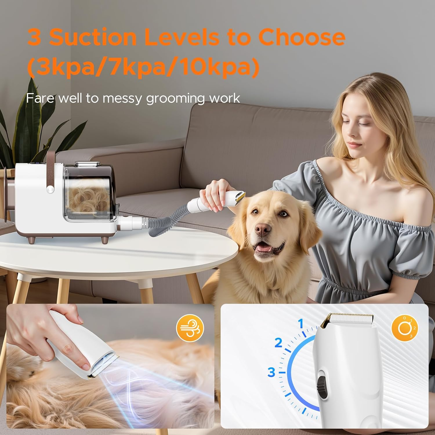 Omebel Pet Grooming Vacuum,Dog Grooming Vacuum for Shedding with 7 Pet Hair Removal Tool, Pet Vacuum Grooming Kit for Dogs and Cats,3L Capacity Dust Cup Picks up 99% Pet Hair image number 5