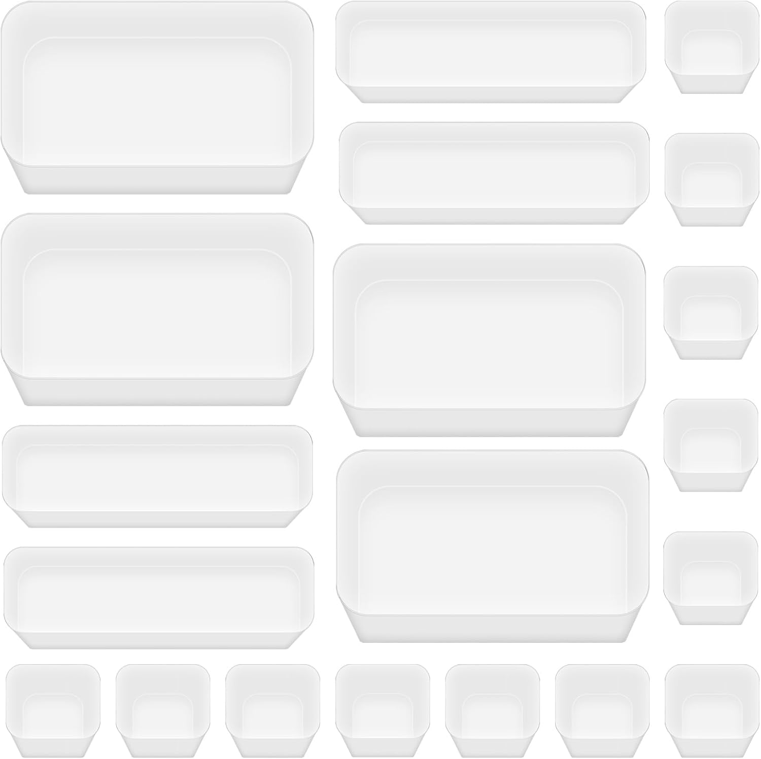 Poeland 20 Pcs Drawer Organizer Tray Storage Box for Bedroom Dresser Bathroom Kitchen, Frosted image number 4