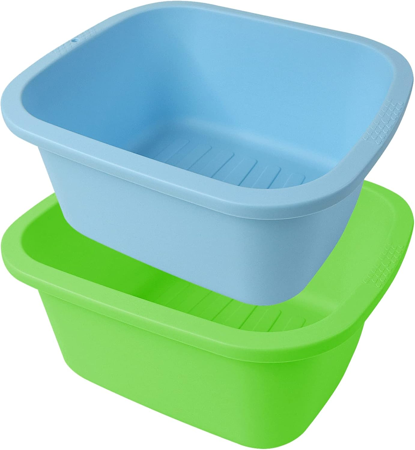 Foot Soaking Bath Basin, Large Size Feet Massager Tub, at Home Spa Pedicure Treatment, 2 Pack Green&Blue image number 2