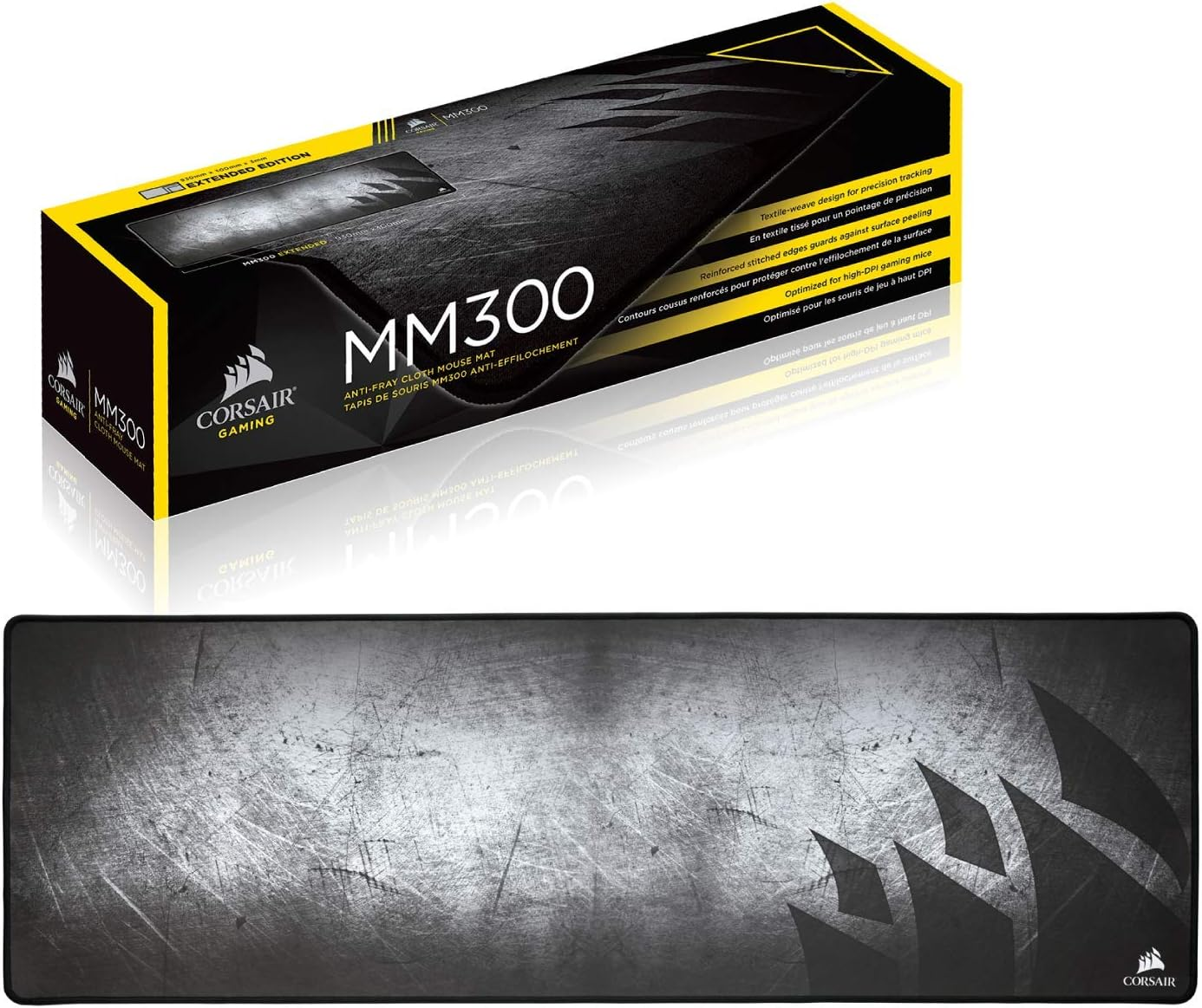 Corsair CH-9000108-WW MM300- Anti-Fray Cloth Gaming Mouse Pad- High-Performance Mouse Pad Optimized for Gaming Sensors- Designed for Maximum Control- Extended ,Multi Color image number 1