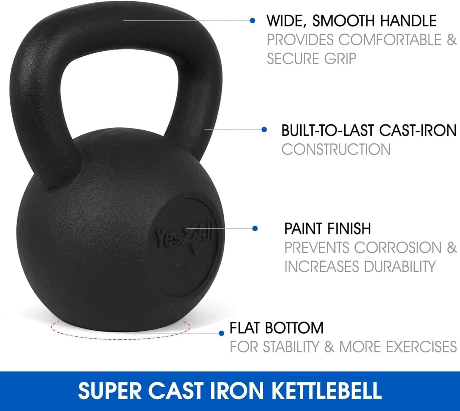 Yes4All Kettlebell Cast Iron Sets 5-10 - 15-20 - 25-30 Lbs, Multi-Level from Beginners to Pros Kettlebell Set for Strength Training & Home Gym Equipment image number 3