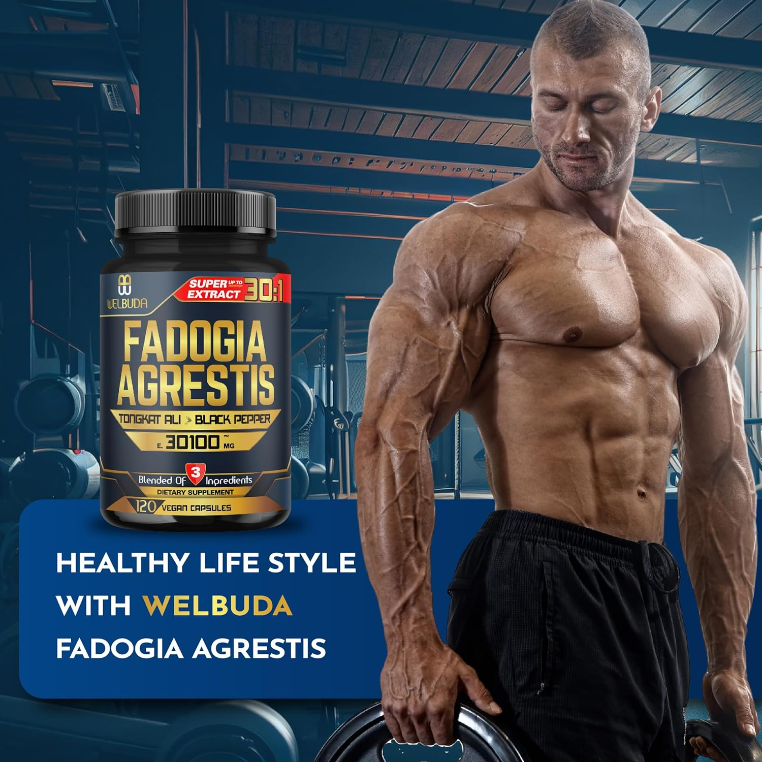 Fadogia Agrestis Supplement - Equivalent to 30100Mg for Muscle Build, Strength, Balance Body, Mood & Immune Support - Black Pepper & Tongkat Ali - 120 Vegan Capsules for 2 Months image number 1