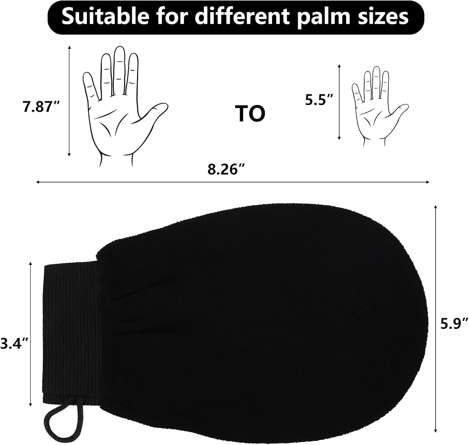 4 Pack Exfoliating Gloves, Gentle Viscose Body Scrub Gloves, Dead Skin Remover Exfoliating Mitts for Deep Body Cleansing (Black) image number 6