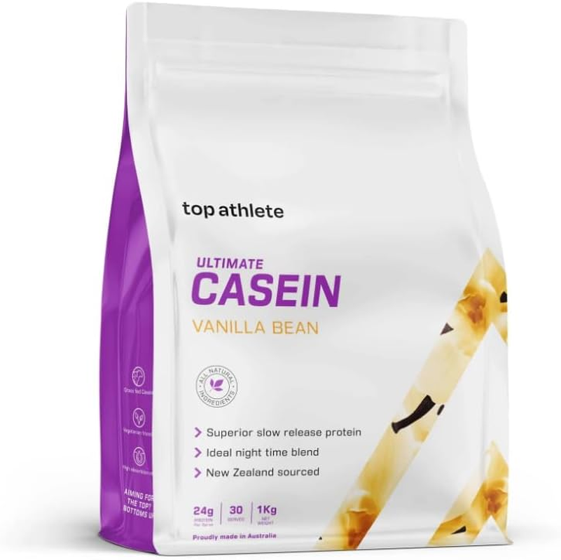 Top Athlete Ultimate Casein Protein Powder I for Muscle Recovery, Slow Release Protein I Suitable for Fitness Enthusiasts I 1 Kg, 30 Servings (Vanilla Bean)