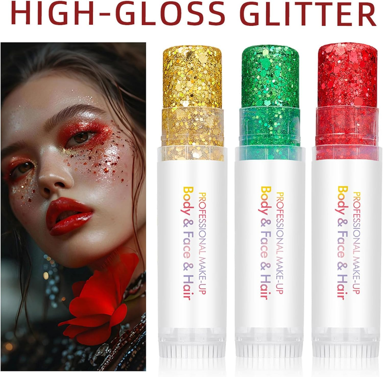 Face Glitter Gel,6 Colors Sparkling Stick,Face Glitter - for Festival Party Clubbing Halloween Carnival Music Event Christmas Fairy Theme image number 4