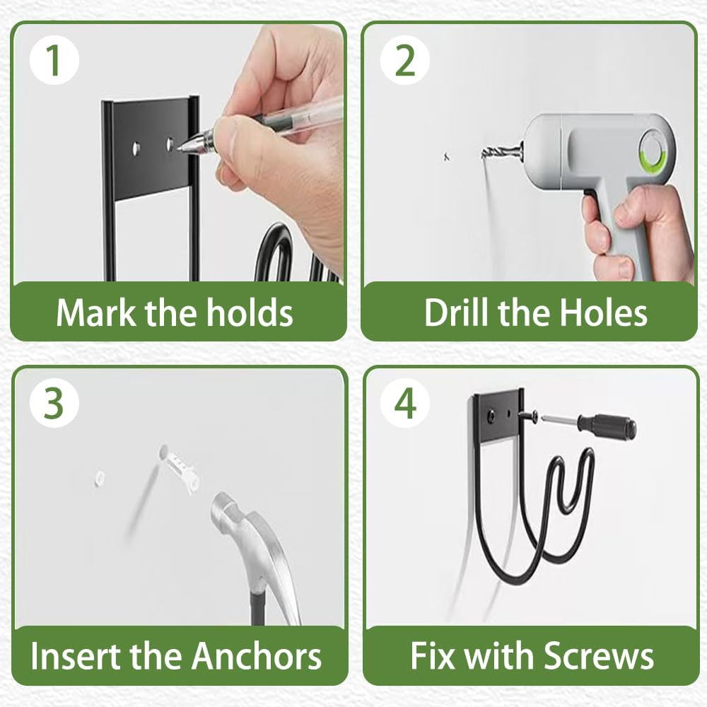 Stainless Steel Garden Hose Holder Wall Mount &ndash; Heavy-Duty Black Outdoor Hose Hanger for Garden, Yard, or Garage image number 2