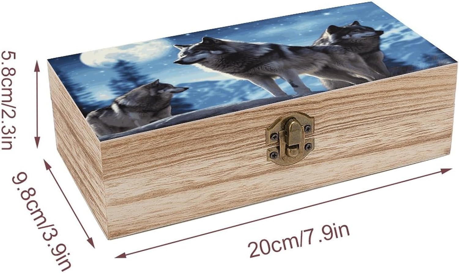 Wolfs Wooden Box Wood Wedding Keepsake Boxes with Lids Small Decorative Boxes Lightweight Wooden Memory Storage Box for Crafts Keepsakes Jewelry Photo Letter Storage image number 6