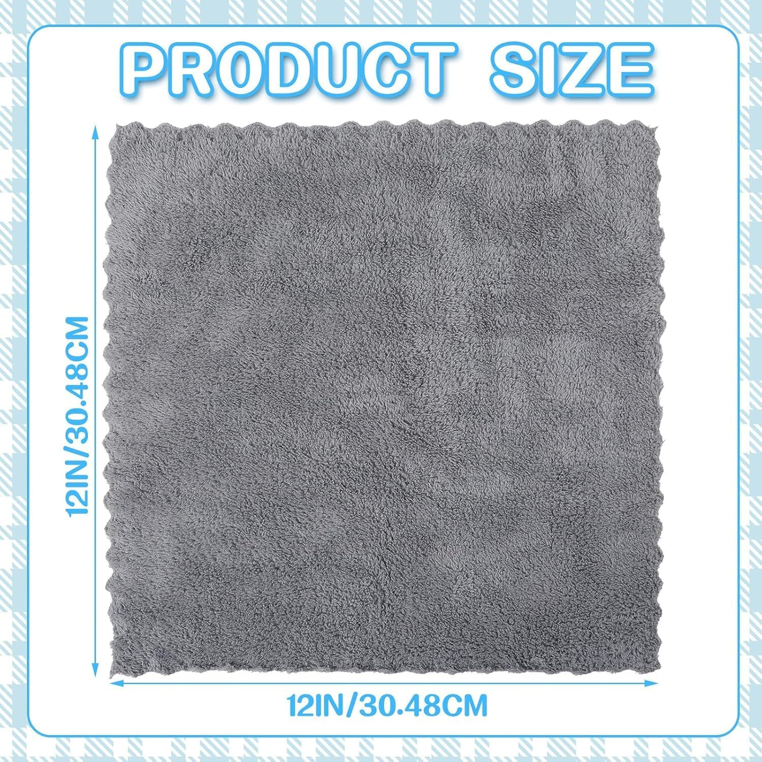 24 Pcs 12 X 12 Inches Hand Towels Quick Drying Microfiber Coral Velvet Highly Absorbent Towels Washcloths Soft Absorbent Face Towel Coral Fleece Wash Cloths for Hotel Bath Bathroom Baby Spa Gray White image number 1