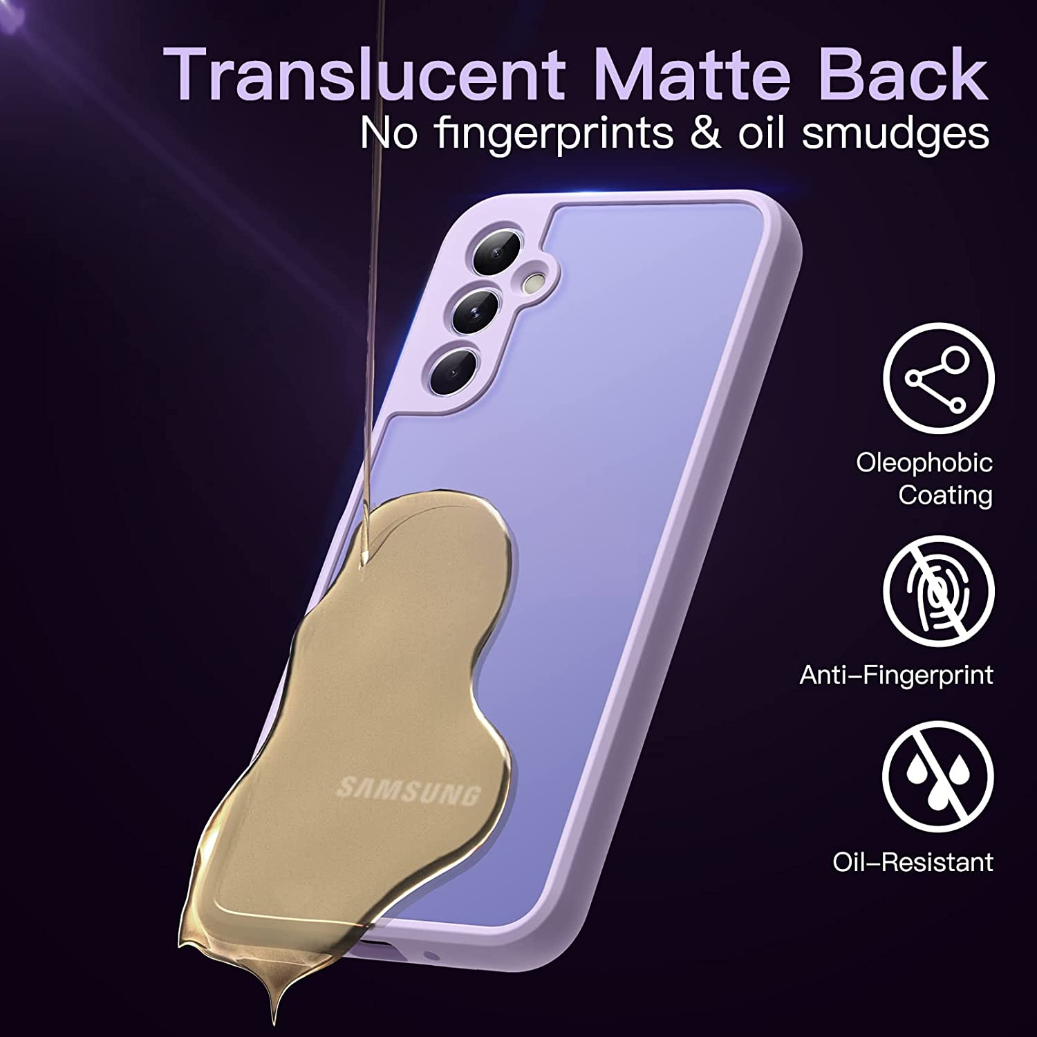 Jetech Matte Case for Samsung Galaxy A54 5G 6.4-Inch, Frosted Translucent Back Protective Slim Phone Cover, Anti-Fingerprints (Lilac) - Black image number 4