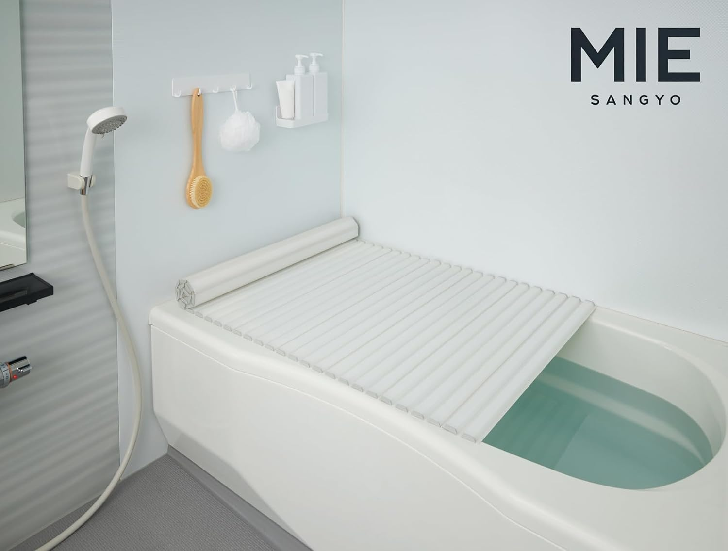 Mie Sangyo M15_WH Ag+ Lightweight Shutter Bath Lid, Product Size 27.6 X 60.1 Inches (70 X 154 Cm), White image number 5