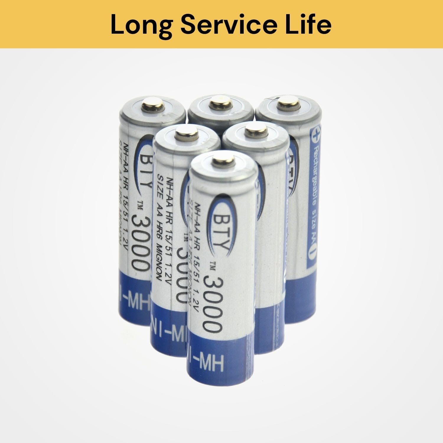 EZONEDEAL Rechargeable Battery NI-MH 1.2V 3000Mah Aa/Recharge Batteries - 4Pc/Pack image number 2