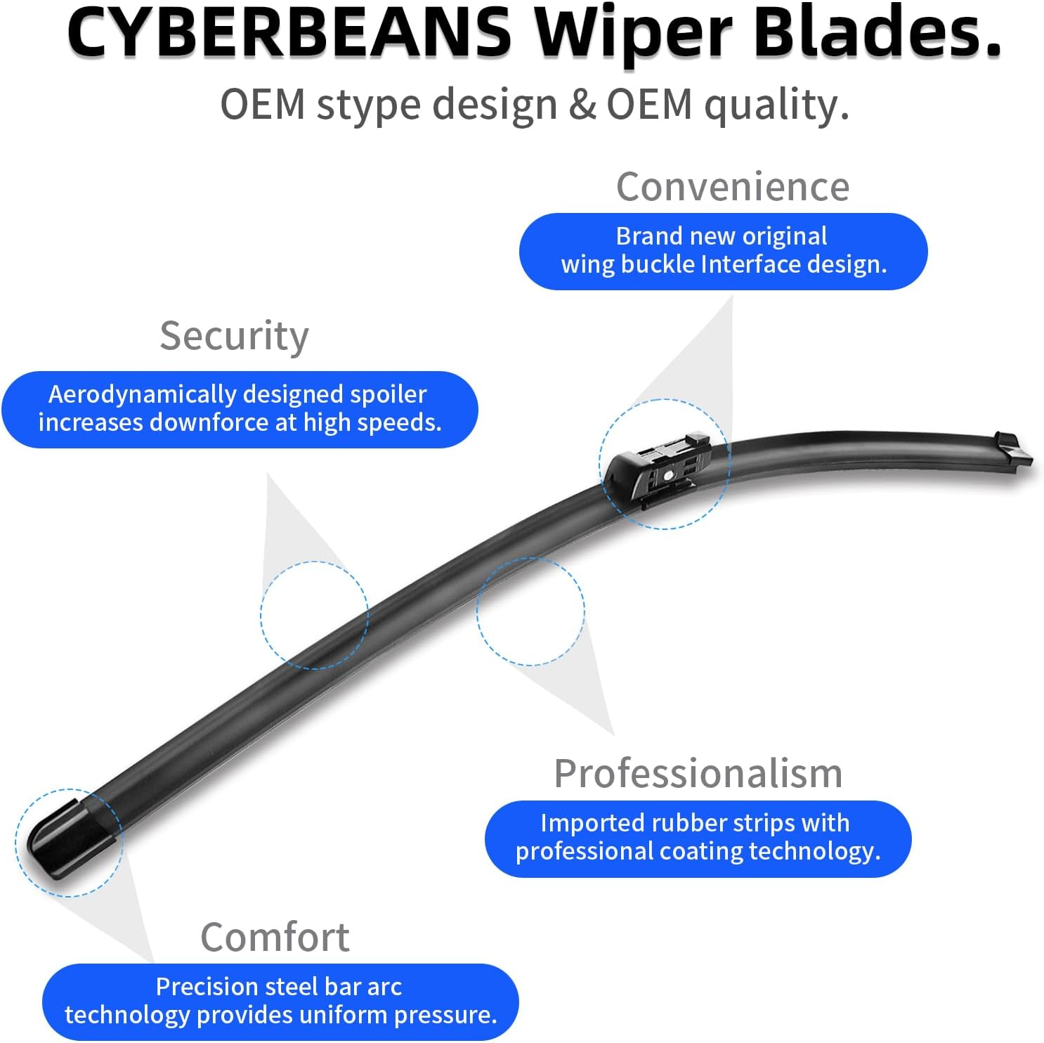 Silicone Windshield Wipers Replacement 26 and 19 Inch for Tesla Model 3 Wiper Blades Accessories 2017-2025 2026 Highland (Set of 2) Top Lock image number 3