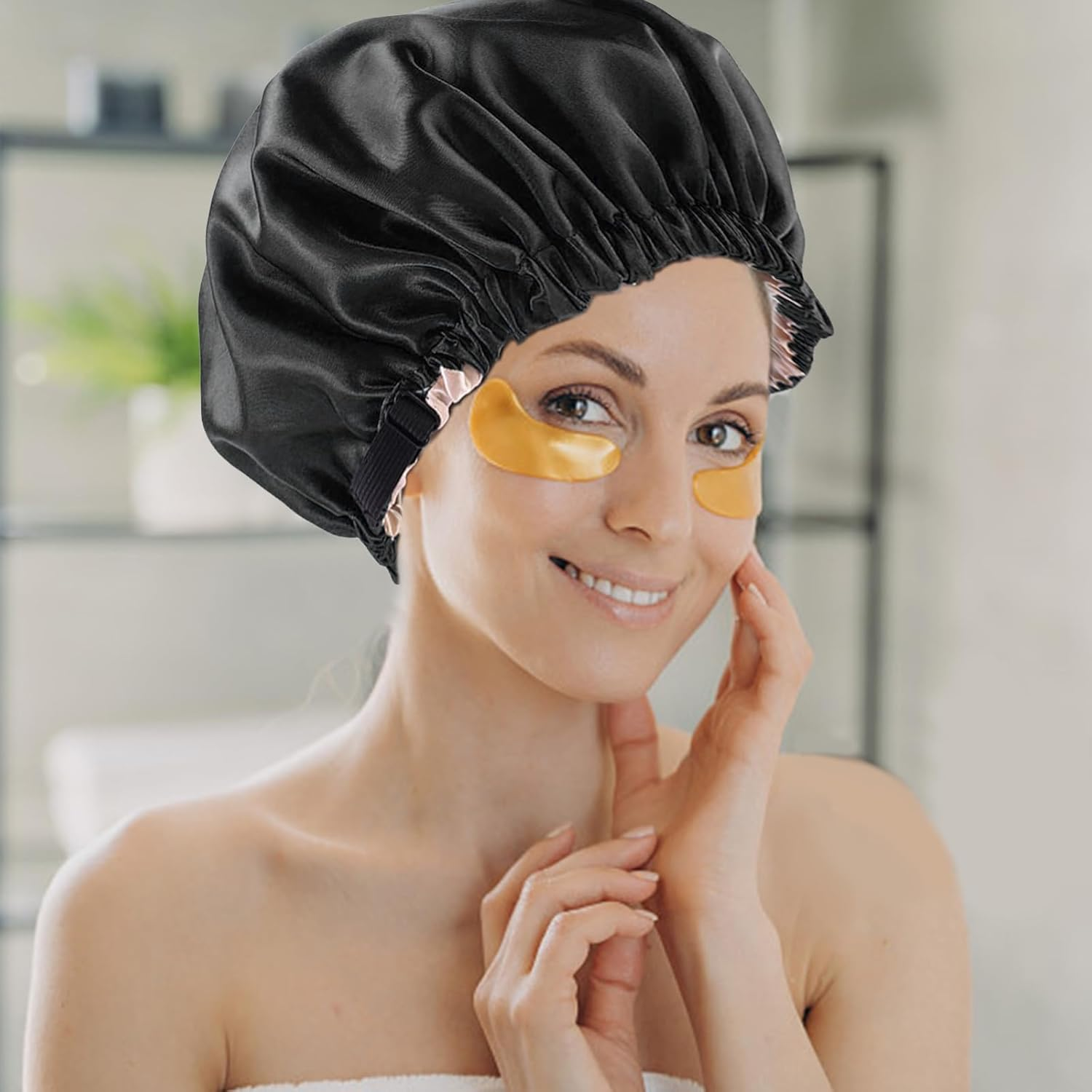 Harewu 2 Pcs Satin Bonnet Silk Bonnet for Sleeping - Blue image number 5