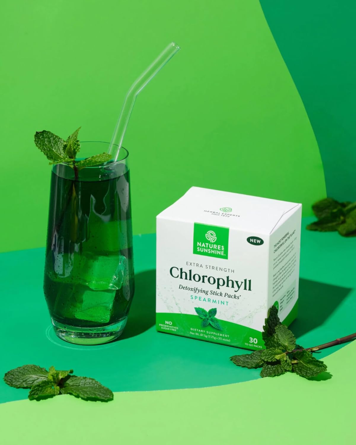 Natures Sunshine Extra Strength Chlorophyll Stick Packs Spearmint 30 To-Go Packs image number 4