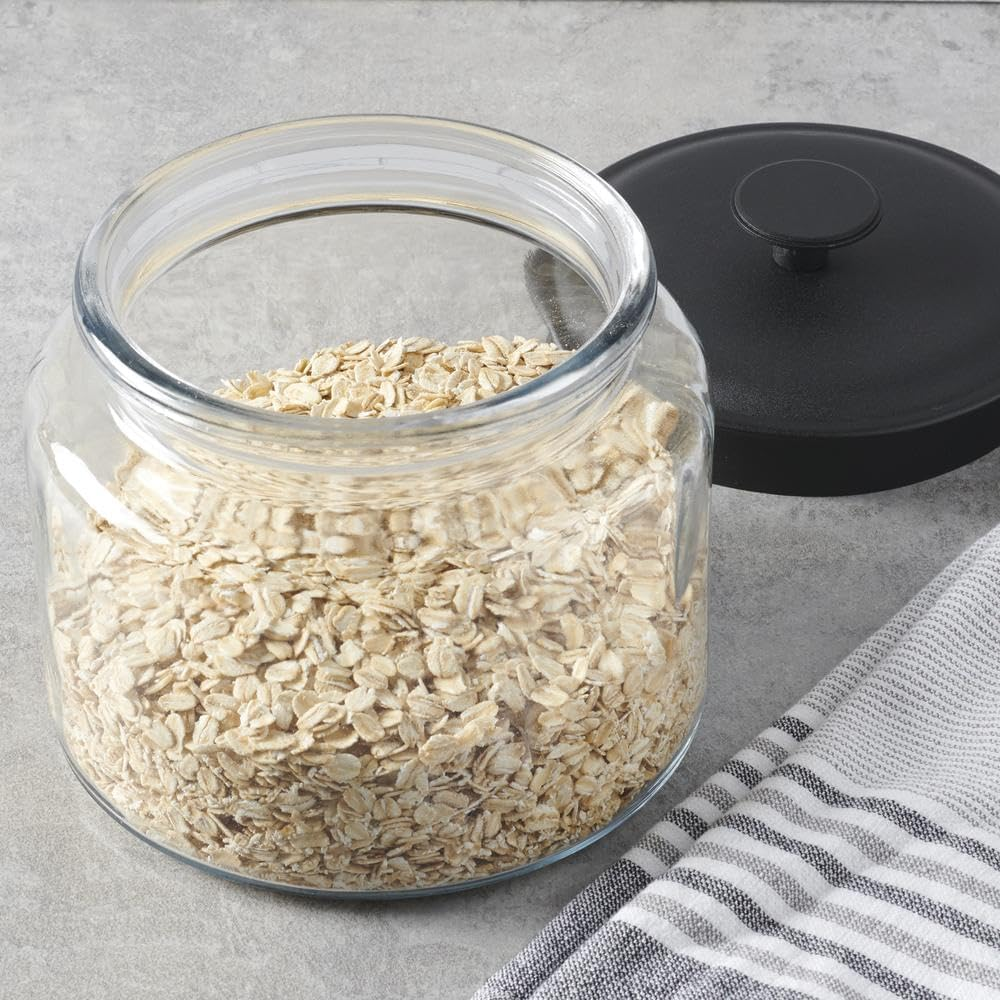 Anchor Hocking Montana Jar with Black Lid &ndash; Durable Glass Storage Jar for Flour, Pasta, Coffee or Tea &ndash; Clear Design for Easy Visibility and Freshness &ndash; 1.9 Litre Capacity image number 6