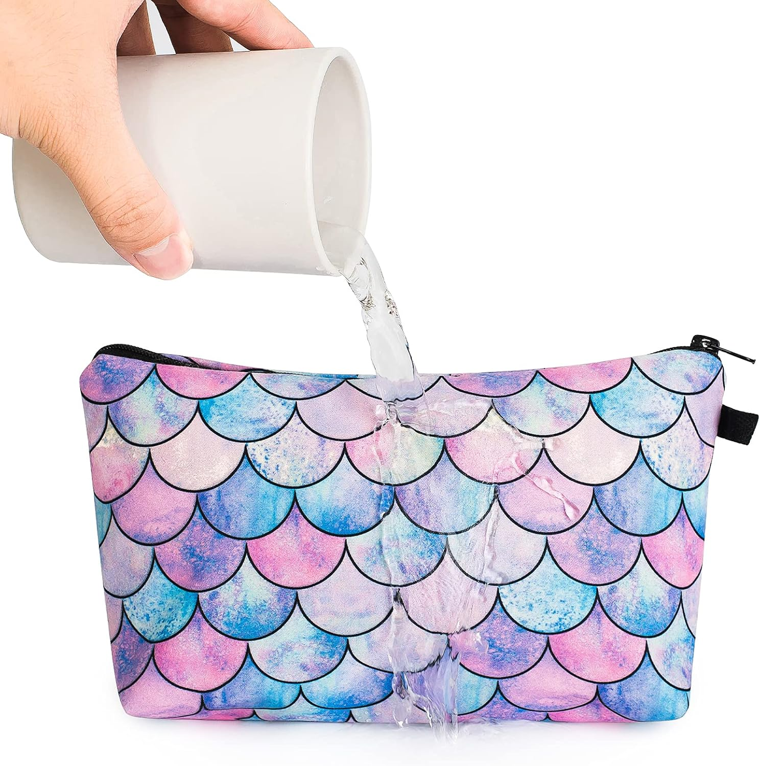 Makeup Bag for Purse Cute Cosmetic Bag Travel Toiletry Bag Pouch Waterproof Organizer Bag for Women Girls, Mermaid Fish Scales, One Size, - Large 1 Pcs - Elephants image number 5