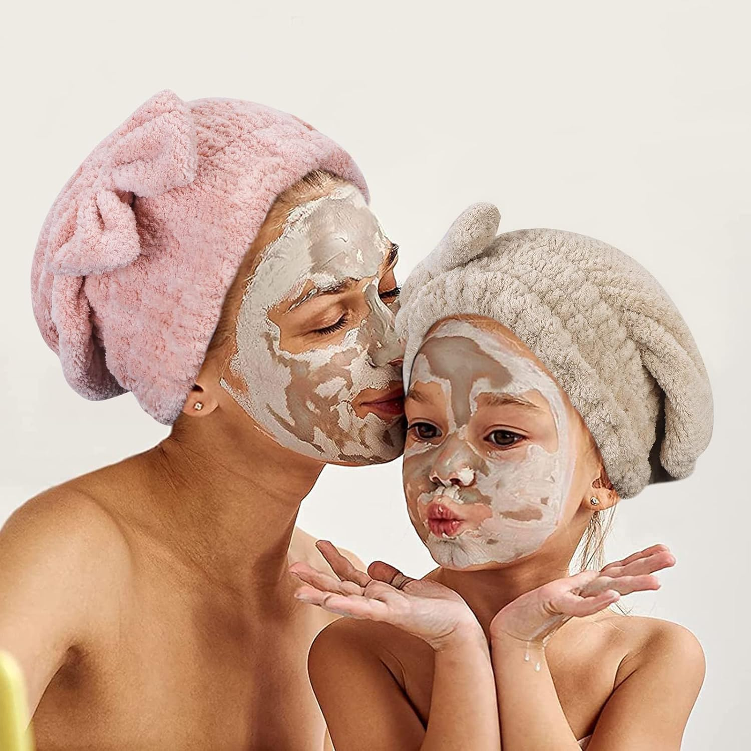 4 Pack 4 Color Hair Drying Cap, Quick Dry Head Wrap with Bow-Knot Shower Cap, Drying Towel for Curly, Straight, Long, Thick or Wet Hair image number 2