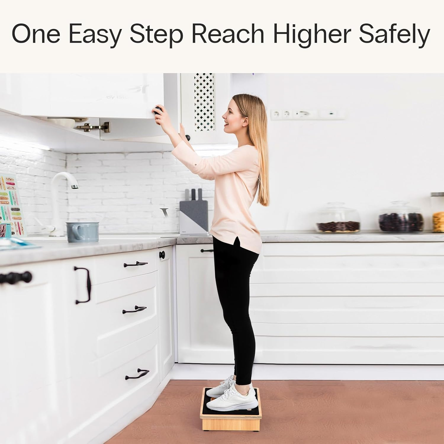 Strongtek 3.5" One Step Stool for Adults, Sturdy Wooden Riser with Non-Slip Rubber Top, 440 Lb Capacity, No Assembly Required, Portable for Kitchen, Bathroom, Bedside, Kids & Seniors image number 2