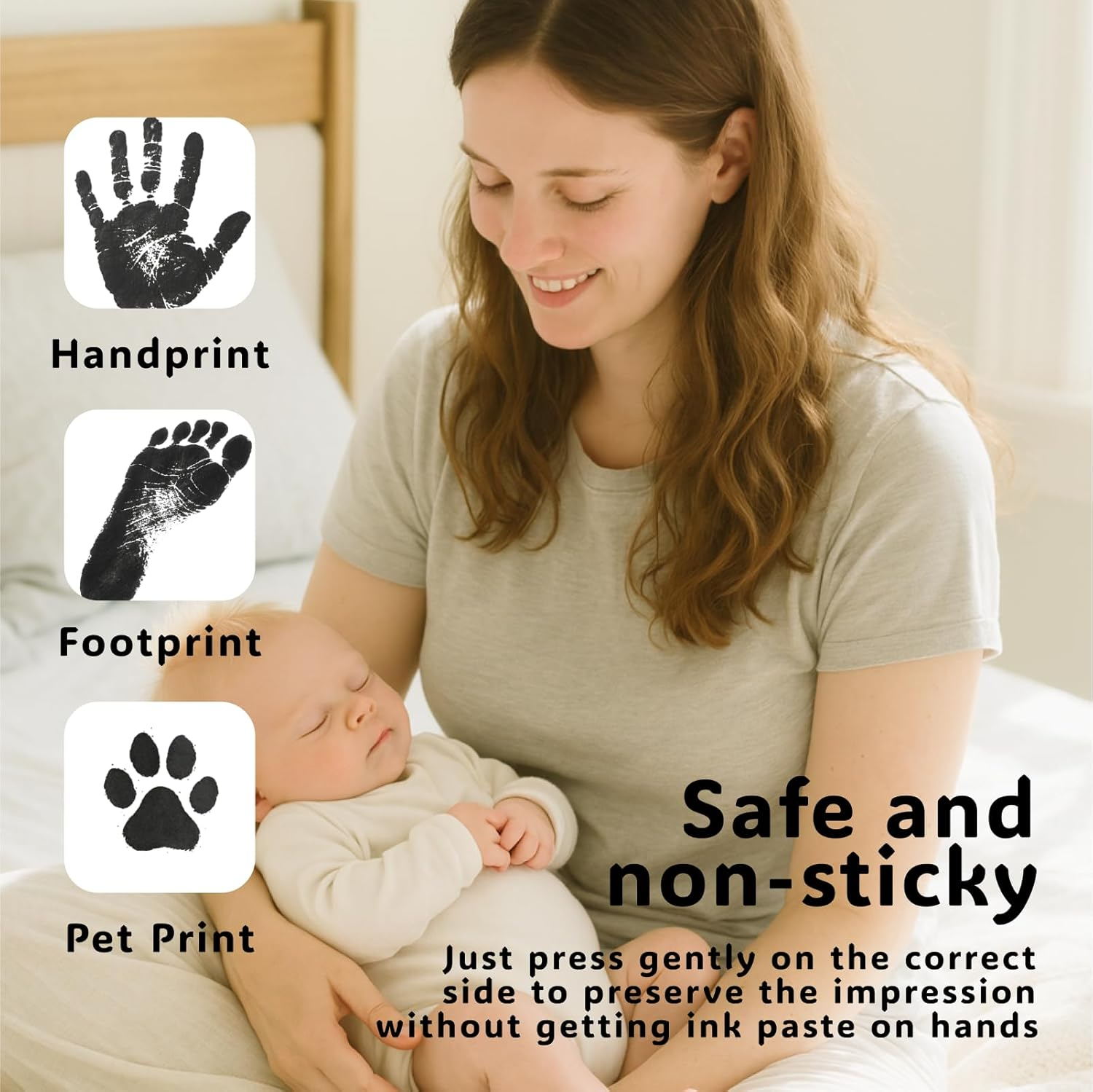 4-Pack Inkless Hand and Footprint Kit, Safe Mess-Free Ink Pad for Baby Handprints and Footprints, Dog Paw Print and Nose Print Kit, Perfect Baby Keepsake for Newborns and Pets (Jet Black) image number 5