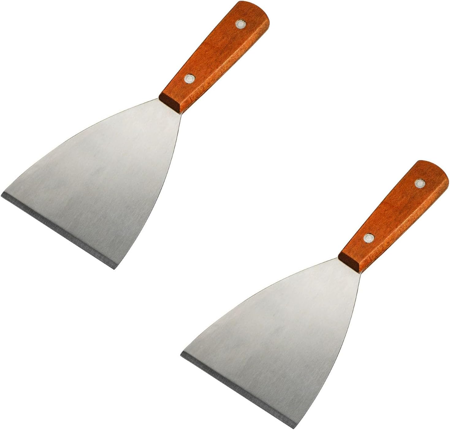Stainless Steel Grill Scraper 2PCS, with Wooden Handle, Slant Edge, Versatile Grill Scraper Tool for Grill Dough Pancake Pizza image number 5