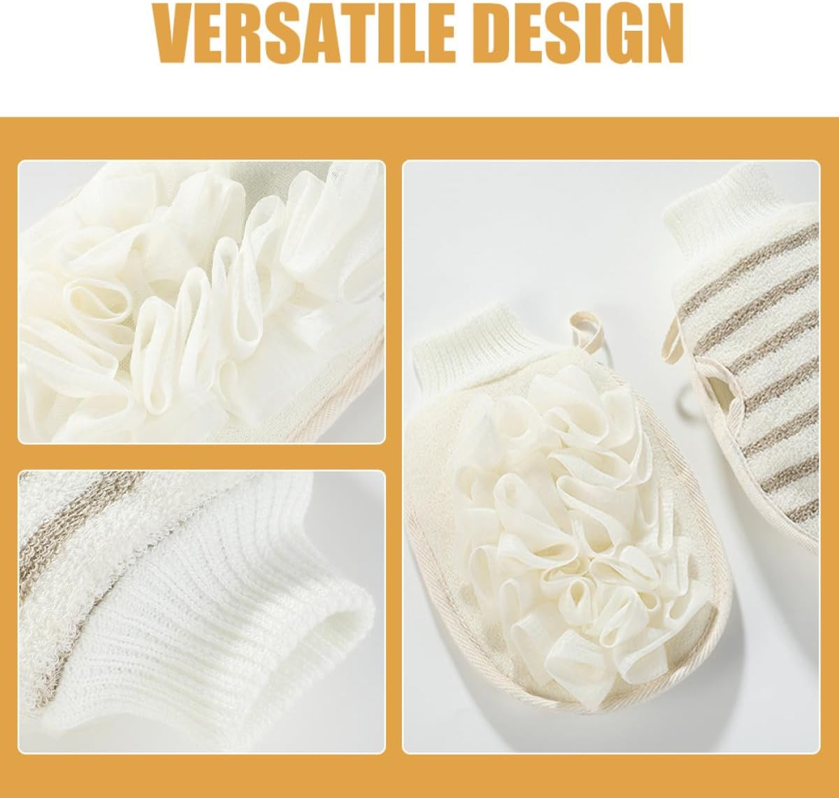 TIKODIDA Exfoliating Shower Mitt with Dual-Sided Flax Material for Gentle Body Scrubbing and Back Cleansing Soft Bath Glove for Deep Skin Renewal and Massage Suitable for Men and Women image number 2