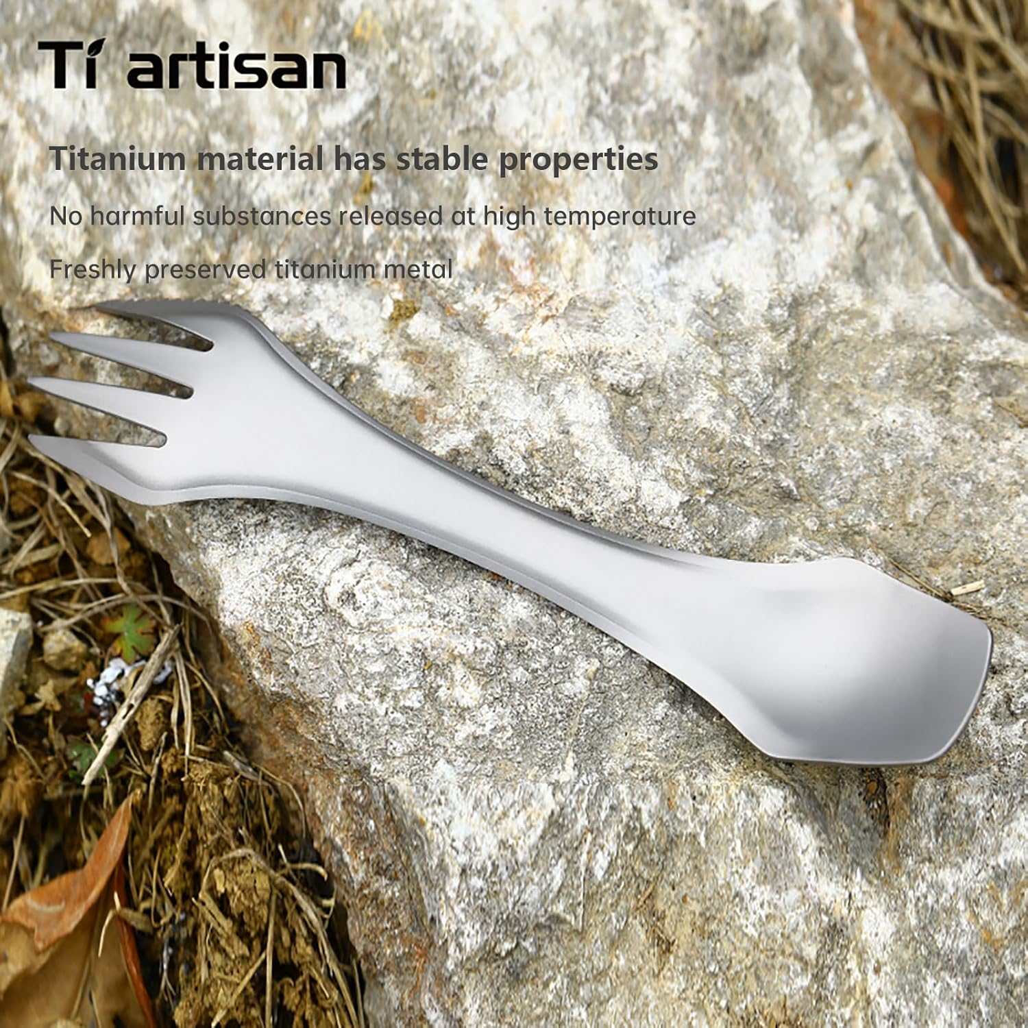 Tiartisan Titanium Spork Camping Spoon Fork Knife Combo Reusable Travel & Camping Utensils image number 3