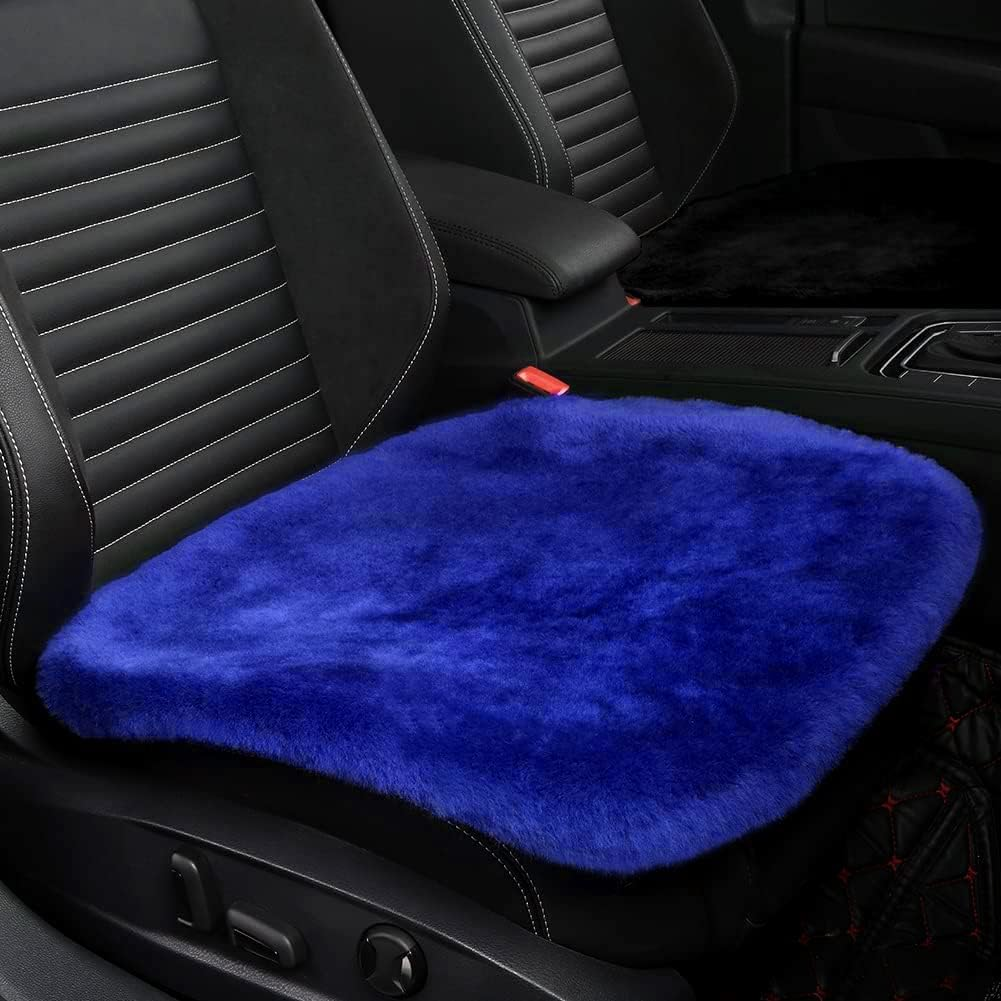 LLB Genuine Sheepskin Car Seat Cushion Seat Covers for Cars Trucks SUV Comfort Seat Protector Pad for Car Driver Seat Car Accessories for Women Office Chair Car Decor (Grey, Front Seat Cushion-1 Pc)