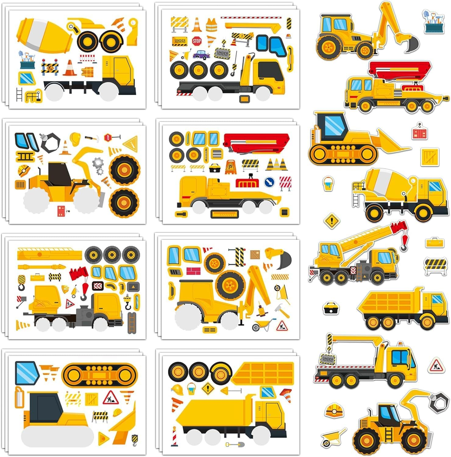 Chengruiy 24 Sheets Construction Truck Stickers for Kids, DIY Educational Crafts, Create Custom Vehicles, Car Themed Favors, STEM Learning Toys for Toddlers Creative Play Activity Kits image number 3