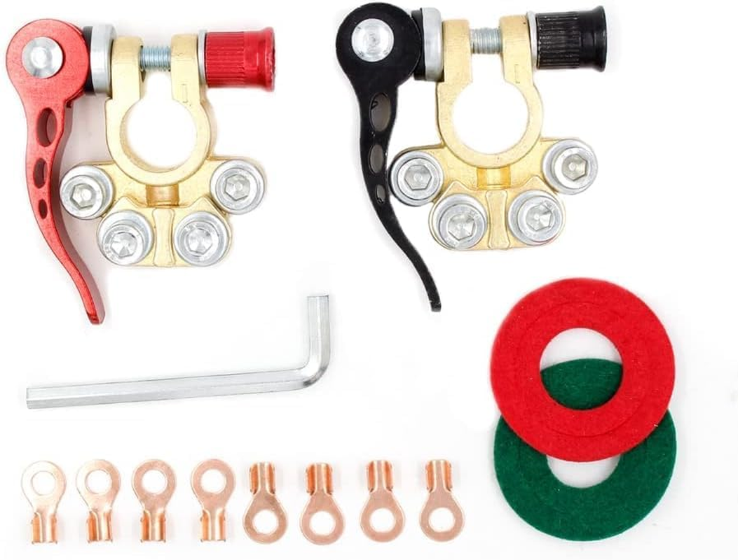 1 Pair Quick Release Battery Terminal, Battery Terminals 12V, Car Battery Terminal Connector Pure Brass, Battery Terminal Connectors with Anti-Corrosion Pad for Car, Caravan, Truck image number 6