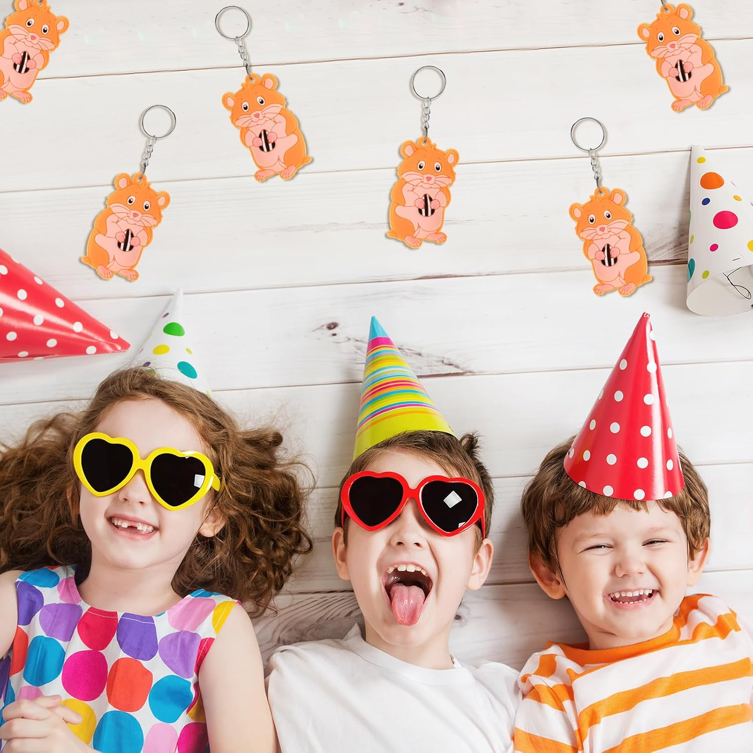 Imagitek 24 Pack Hamster Party Keychains Keyrings for Guinea Pig Themed Party Favors, Kids Birthday Party Bag Fillers, Baby Shower Return Gifts image number 3