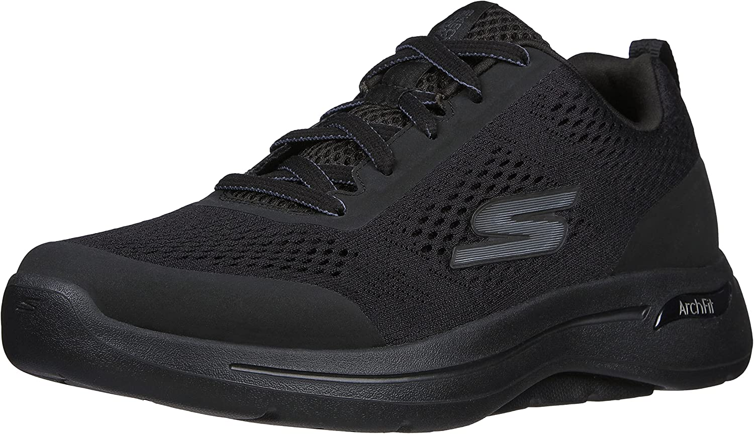 Skechers Men'S Go Walk Arch Fit Idyllic Sneaker, 49.5 EU Ancho, Black Textile Synthetic Trim, 7.5 US