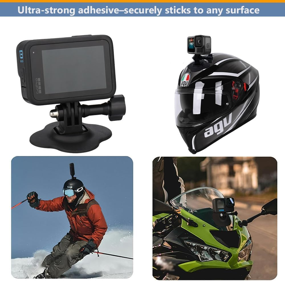 Flexible Adhesive Mount Kit Compatible with Gopro Hero 13 12 11 10 9 8 7 Black Insta360 and Most Action Cameras image number 1