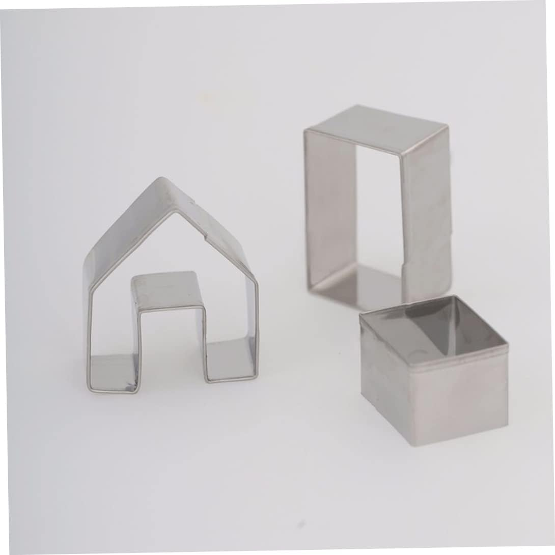 Gingerbread House Cookie Cutter 3Pcs Stainless Steel Metal Baking Moulds Small Gingerbread House Kit Xmas House Baking Mould Home Kitchen Tools image number 4