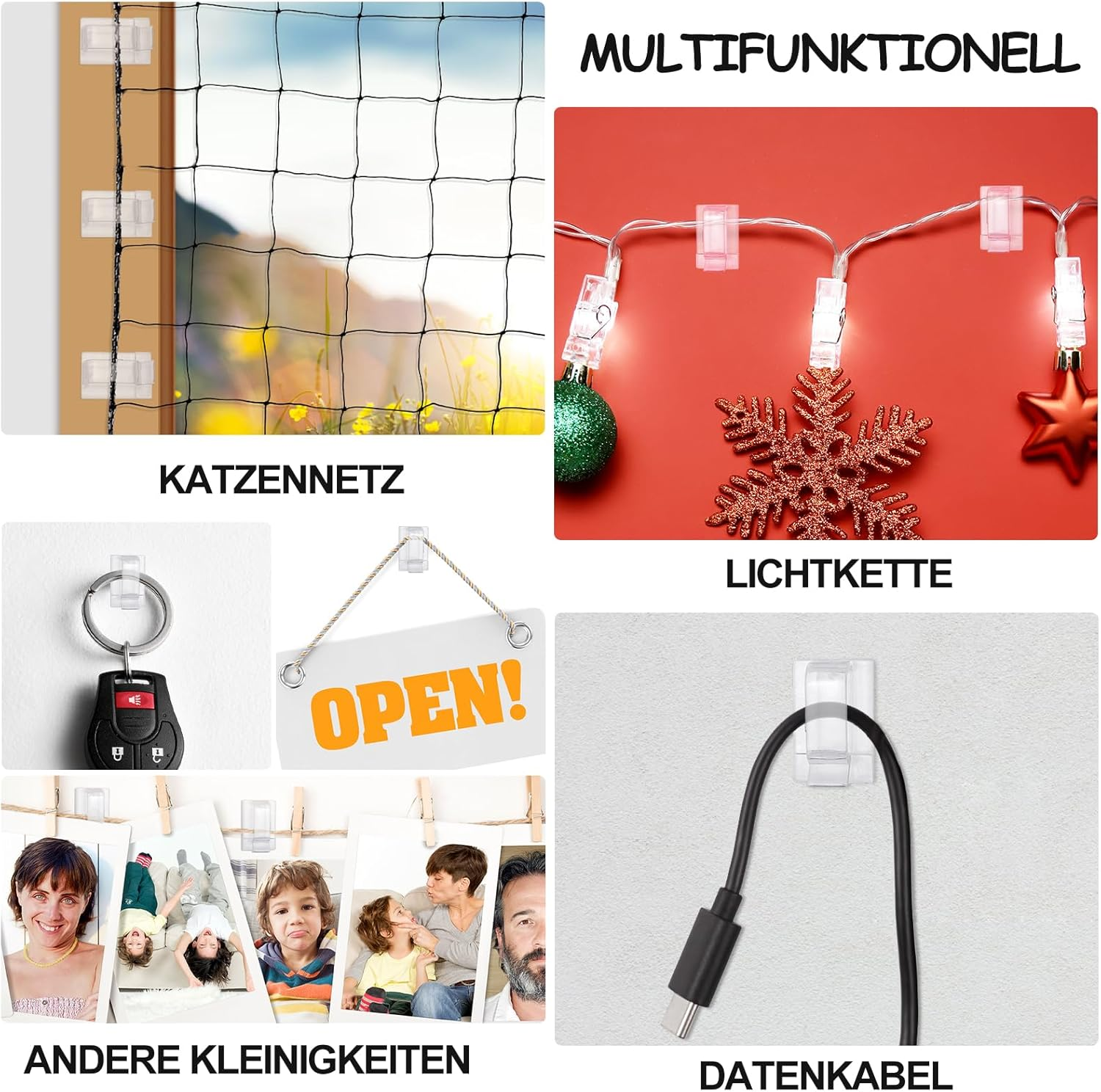 Thomp Adhesive Hooks and Silicone Adhesive Set of 50 for Attaching Cat Net for Balcony No Drilling Transparent Hook Mounting Adhesive Extra Strong 50 Ml Weatherproof Outdoor for Balcony, Window, Wall image number 2