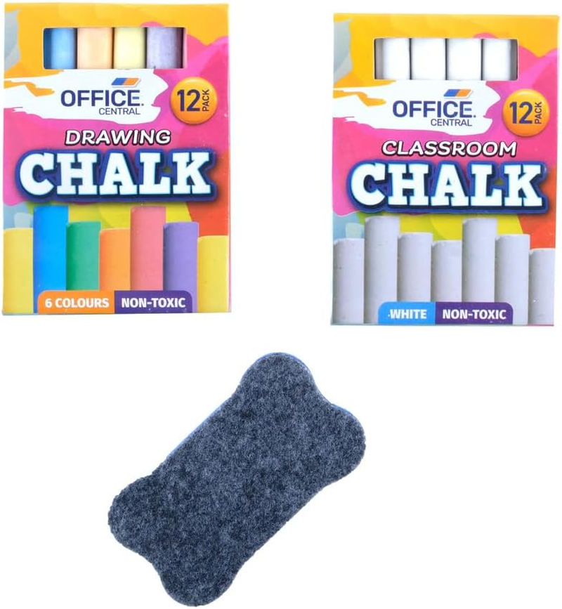 Office Central Chalk Set with Duster (Pack of 3) image number 6
