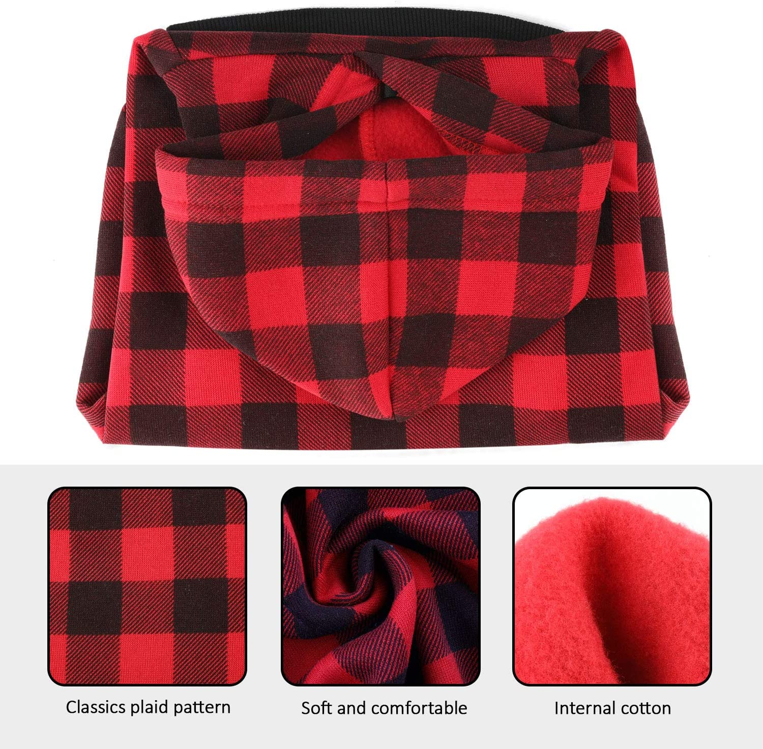 The Creativehome Plaid Dog Hoodie Sweatshirt Sweater for Extra Large Dogs Cat Puppy Clothes Coat Warm and Soft(Xxl) image number 4