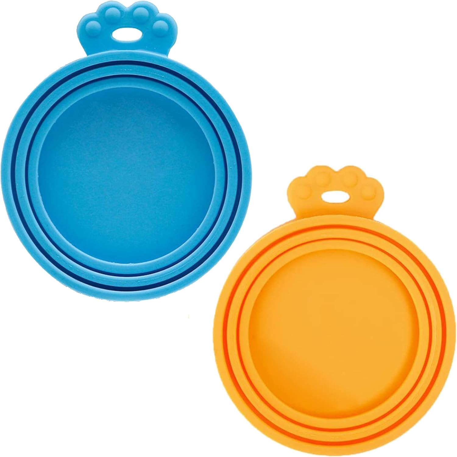 WOHENI Pet Food Lids, Silicone Can Lids and Stainless Pet Food Spoons, Universal Can Cover Fits Most Standard Size Dog and Cat Can Tops, Cat Dog Food Lids for Canned Food (4 Pack+2 Spoons)