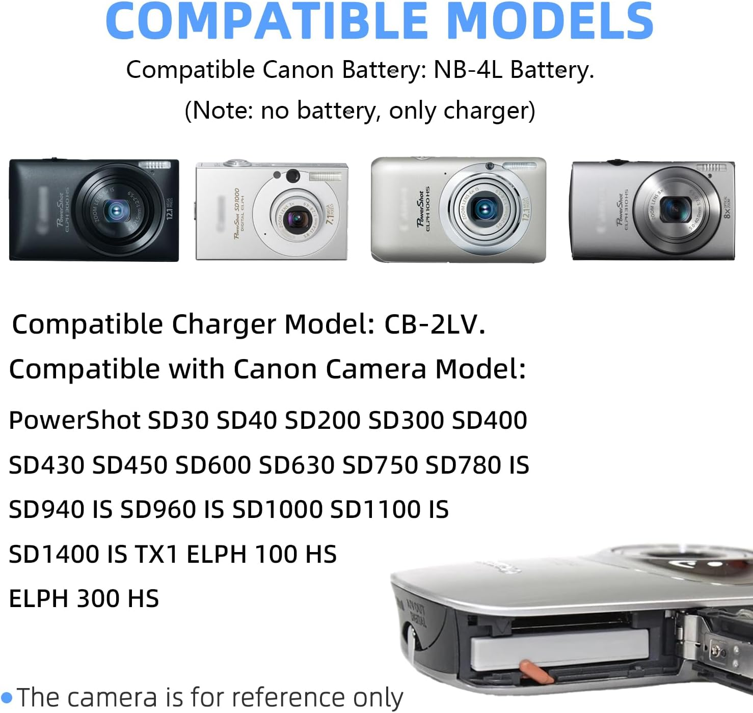 KWTOUL NB-4L CB-2LV Battery Charger Compatible with Canon ELPH 330 HS, 300, 100, 310, VIXIA Mini, Powershot SD1400 IS, SD750, SD1000, SD600, SD1100 image number 6
