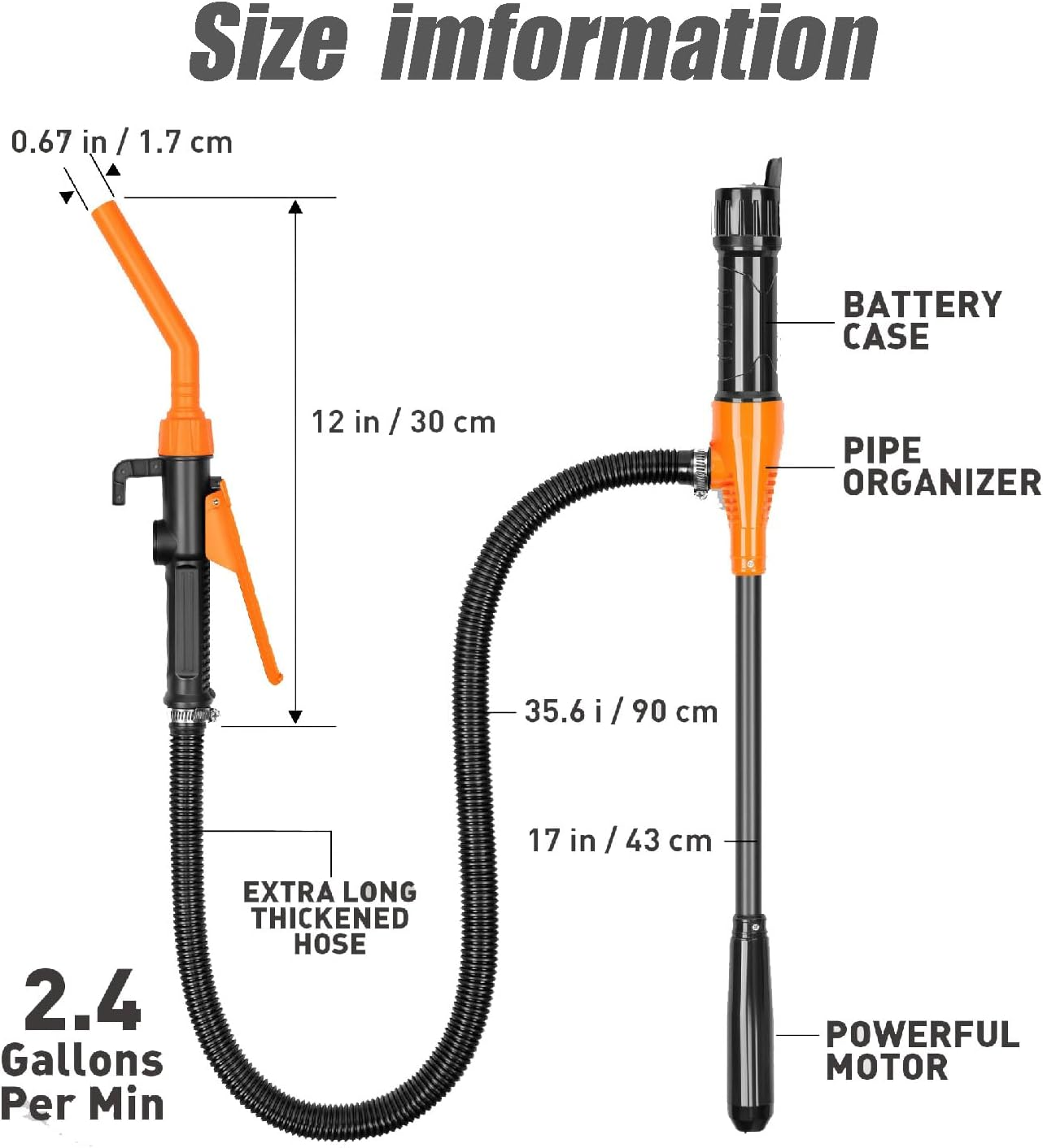 Wzenclave Upgraded Portable Power Pump, Upgraded Operated Electric Siphon Pump Water Transfer Pump Easy to Use Hand Fuel Pump Liquid Extracto for Gas Fuel Diesel Water Transfer image number 4