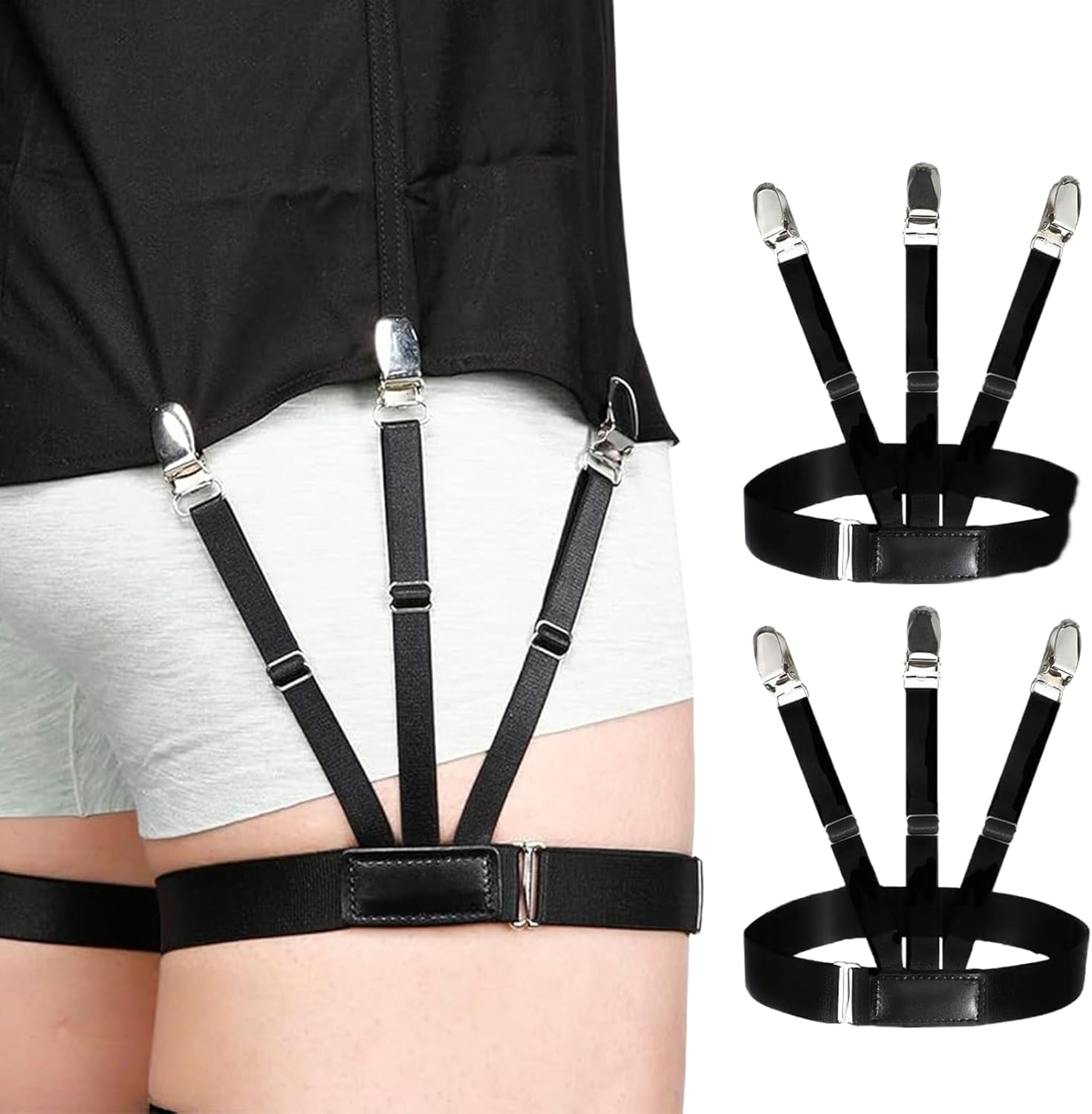 Zvorgath 2 Pcs Men'S Shirt Stays - Upgrade Adjustable Elastic Shirt Garters Military Shirts Holder with Non-Slip Locking Clamps image number 1