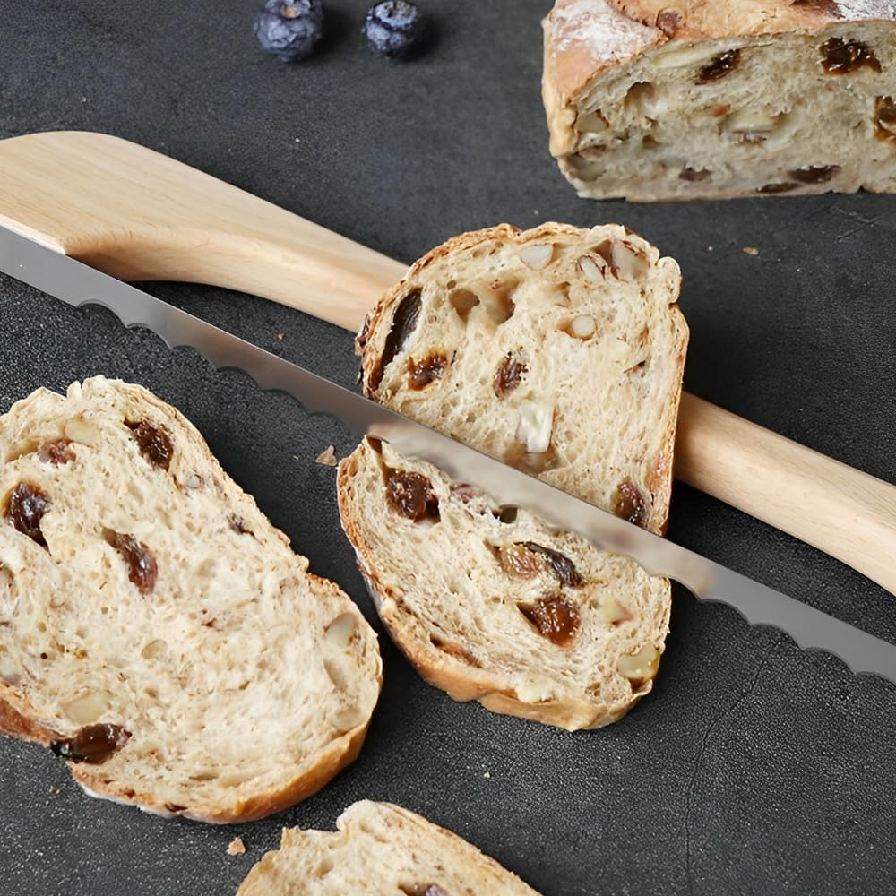 Wooden Bread Knife, 15.7 Inch Bread Cutter Slicer for Homemade Sourdough Bread image number 5